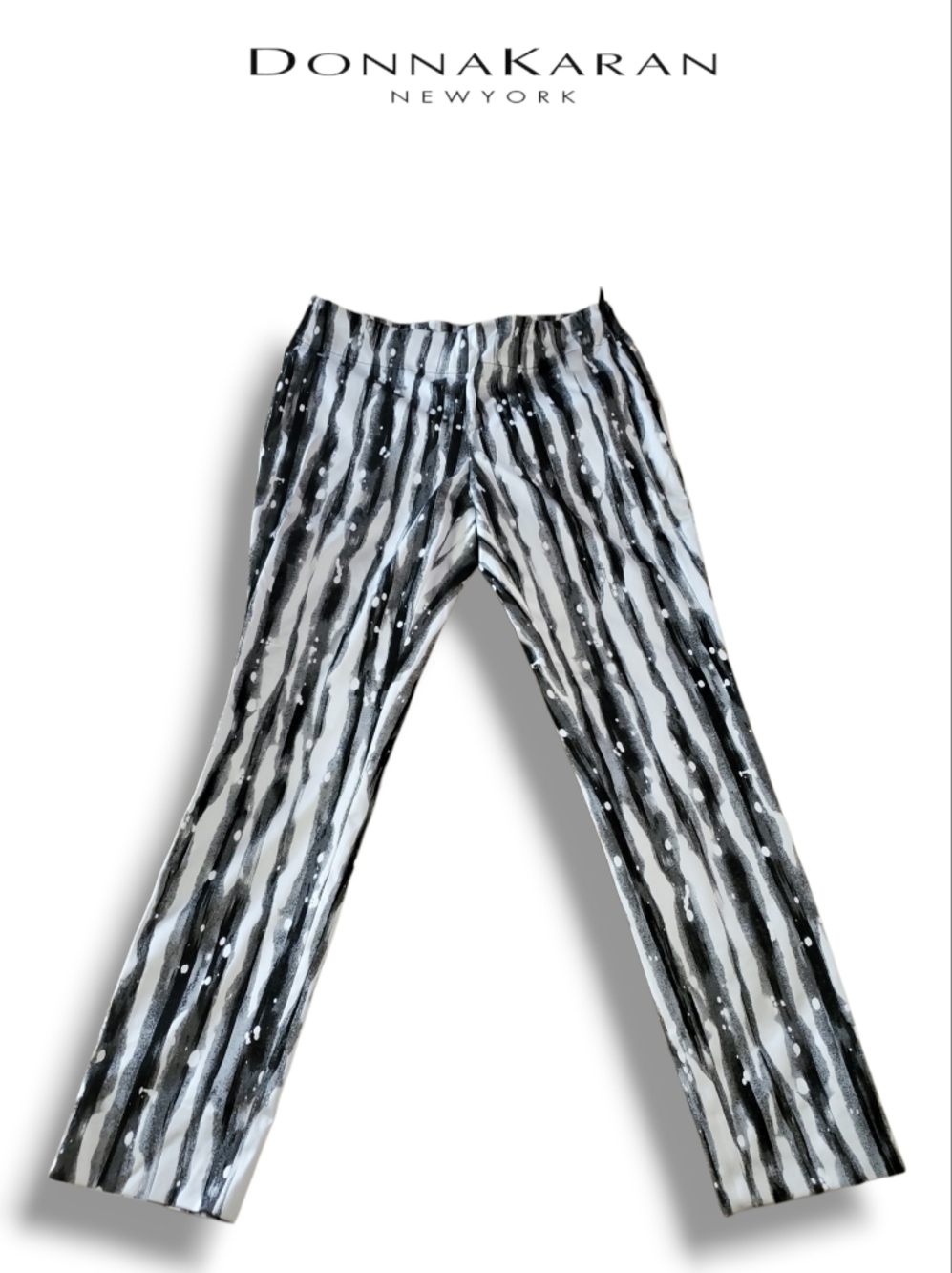 Donna KARAN Black Label Painterly Splattered Stripe Trousers Size US 14 | FR 44 - Picture 6 of 15